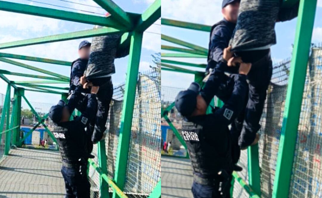 SSEM interviene para evitar intento de suicidio en puente peatonal de Toluca Foto: Especial