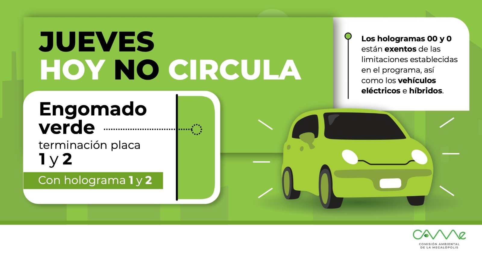 Los vehículos con engomado verde no circulan el día jueves. Imagen: Especial.