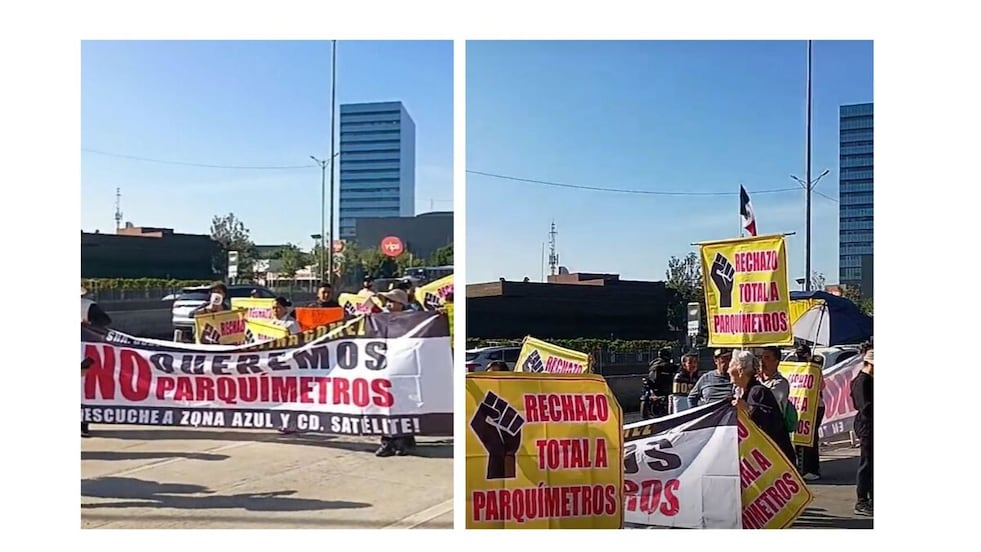 Vecinos de Satélite bloquean Periférico Norte contra parquímetros en Zona Azul