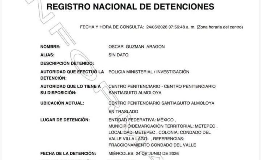 El Registro Nacional de Detenciones confirmó la captura del exfuncionario ligado a la administración del exgobernador Alfredo del Mazo. Foto Especial