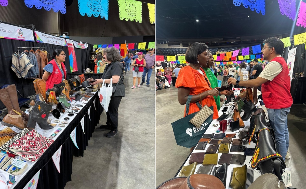 Los artesanos de San Mateo Atenco exhibieron su calzado artesanal hecho a mano, marroquinería de alta calidad y artesanías elaboradas en tule. Foto: Especial