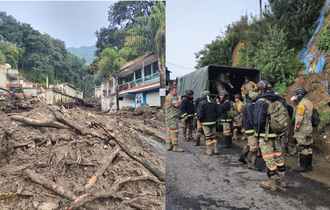 Protección Civil del Estado de México desplegaron 584 elementos; 11 binomios caninos; 147 vehículos de emergencia y cuatro máquinas para excavación. Foto especial