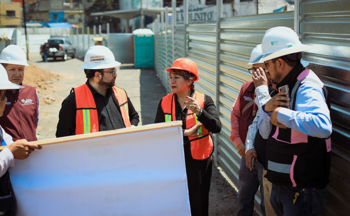 Gobernadora Delfina Gómez supervisa avance de la Línea III del Mexicable en Naucalpan Foto: Especial