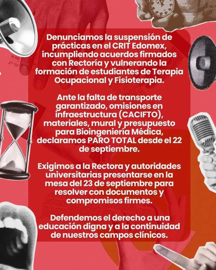 A través de un comunicado la Asamblea Jaguares de la Facultad de Medicina declaró paro total a partir de este 22 de septiembre derivado del incumplimiento algunos acuerdos firmados por autoridades de rectoría