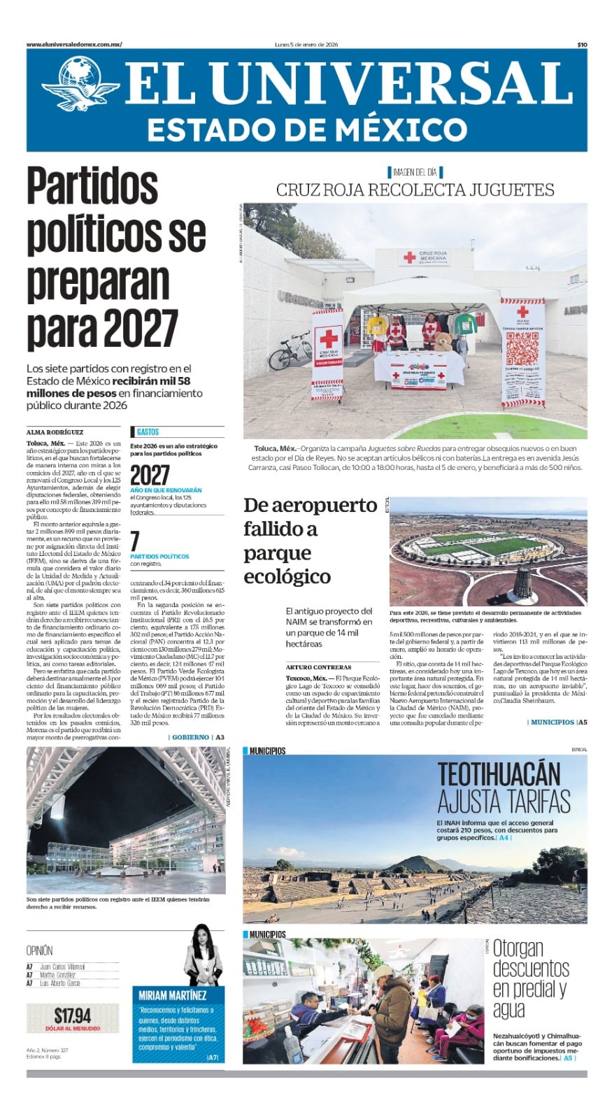 Portada del 05 de enero