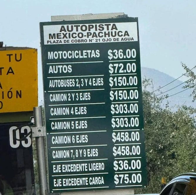 En la Autopista México-Pachuca registró también un incremento 69 a 72 pesos. Foto: especial