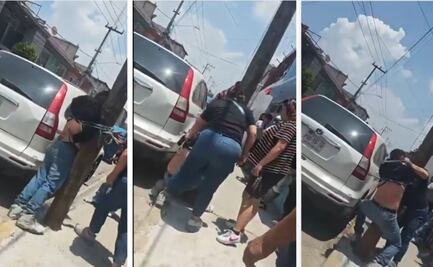 "¡Para que no vuelvas a robar!": Madre frustra linchamiento de su hijo y le da cinturonazos en Neza