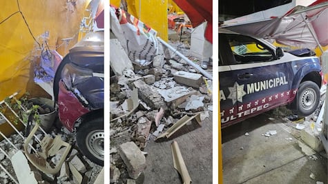 Patrulla de Tultepec choca contra una casa en Teyahualco