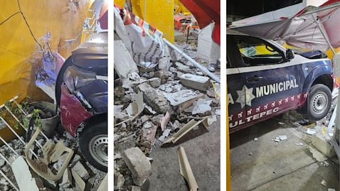 Patrulla de Tultepec choca contra una casa en Teyahualco