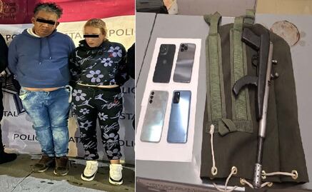 Detienen a pareja por asalto a transporte público en Ecatepec; portaban escopeta y celulares robados