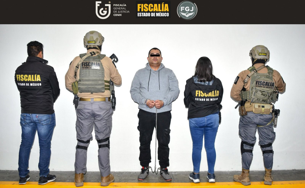 La Fiscalía del Edomex y la de la CDMX colaboraron para detener a este sujeto, quien es investigado por exigir un pago de renta a dueños de casas en Tecámac y Ecatepec. Foto: Especial