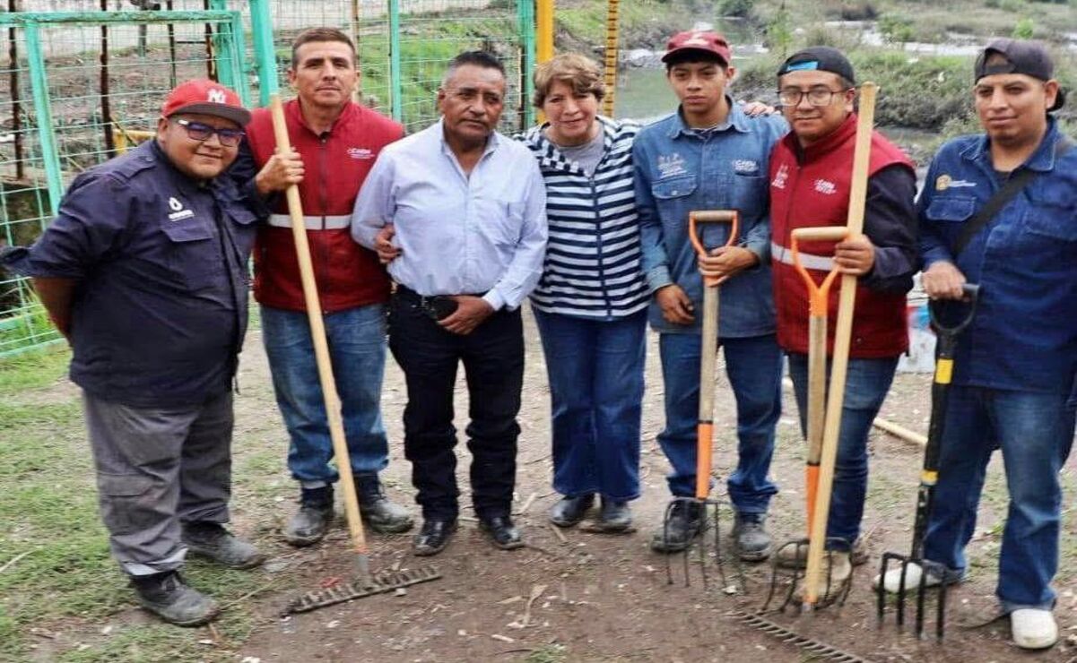 Delfina Gómez supervisa trabajos de limpieza en presa El Ángulo en Cuautitlán Izcalli