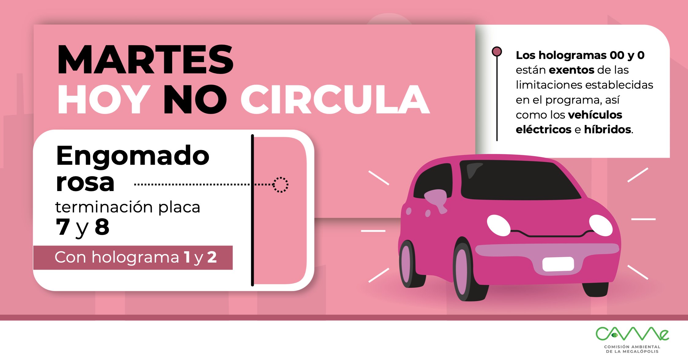 Este 17 de septiembre, los vehículos con engomado rosa no circulan por la Zona Metropolitana y la CDMX. Foto: Especial.