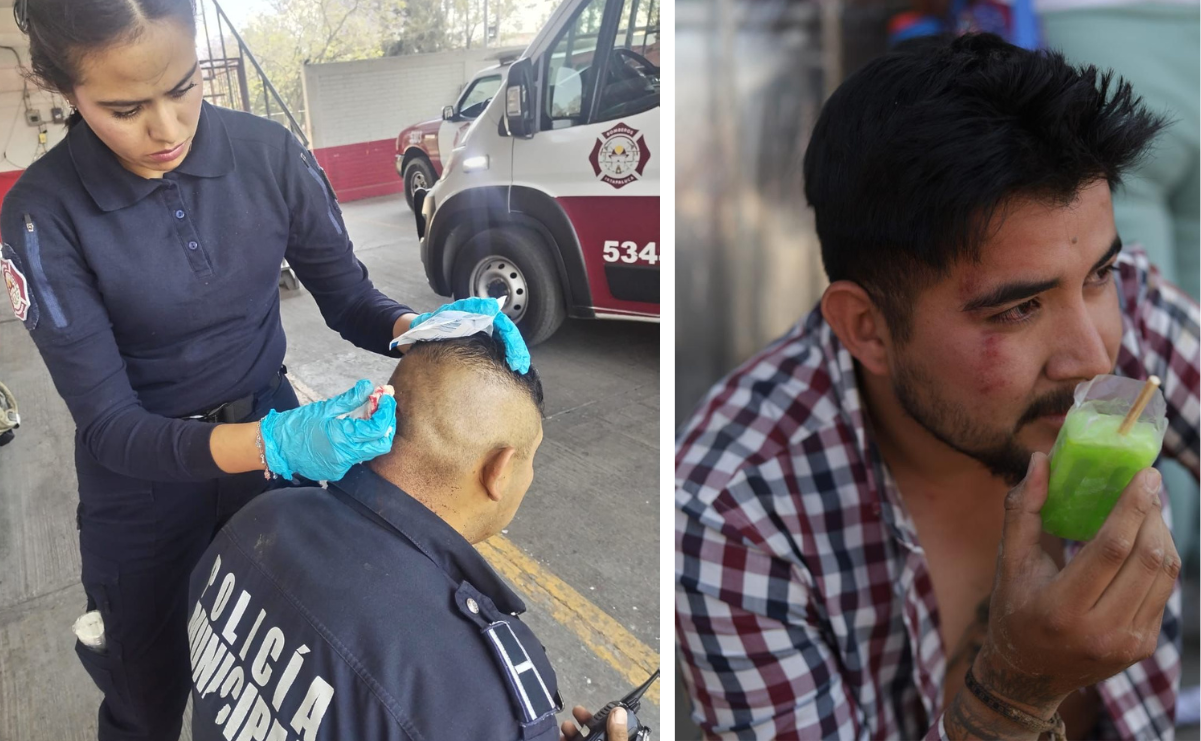 Residentes y policías resultaron heridos por lanzamiento de piedras, ladrillos y otros objetos durante el enfrentamiento. Foto Especial