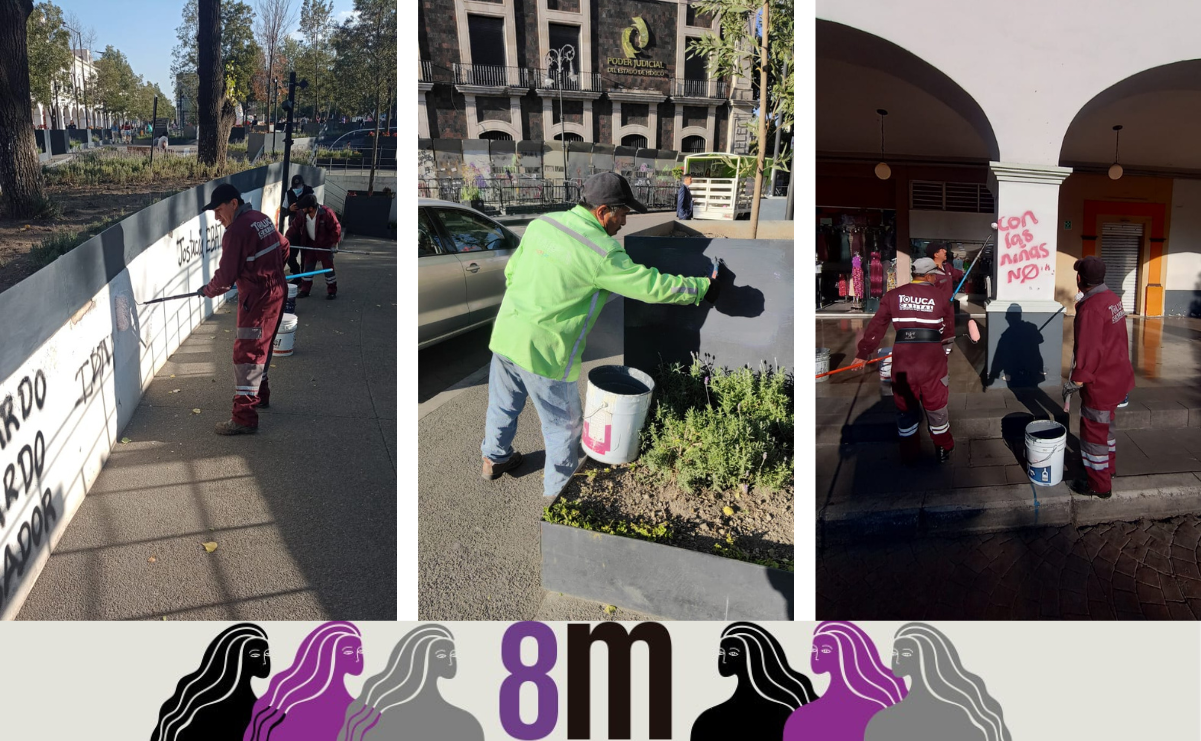 Toluca limpia tras 8M; implementa operativo especial en calles y monumentos