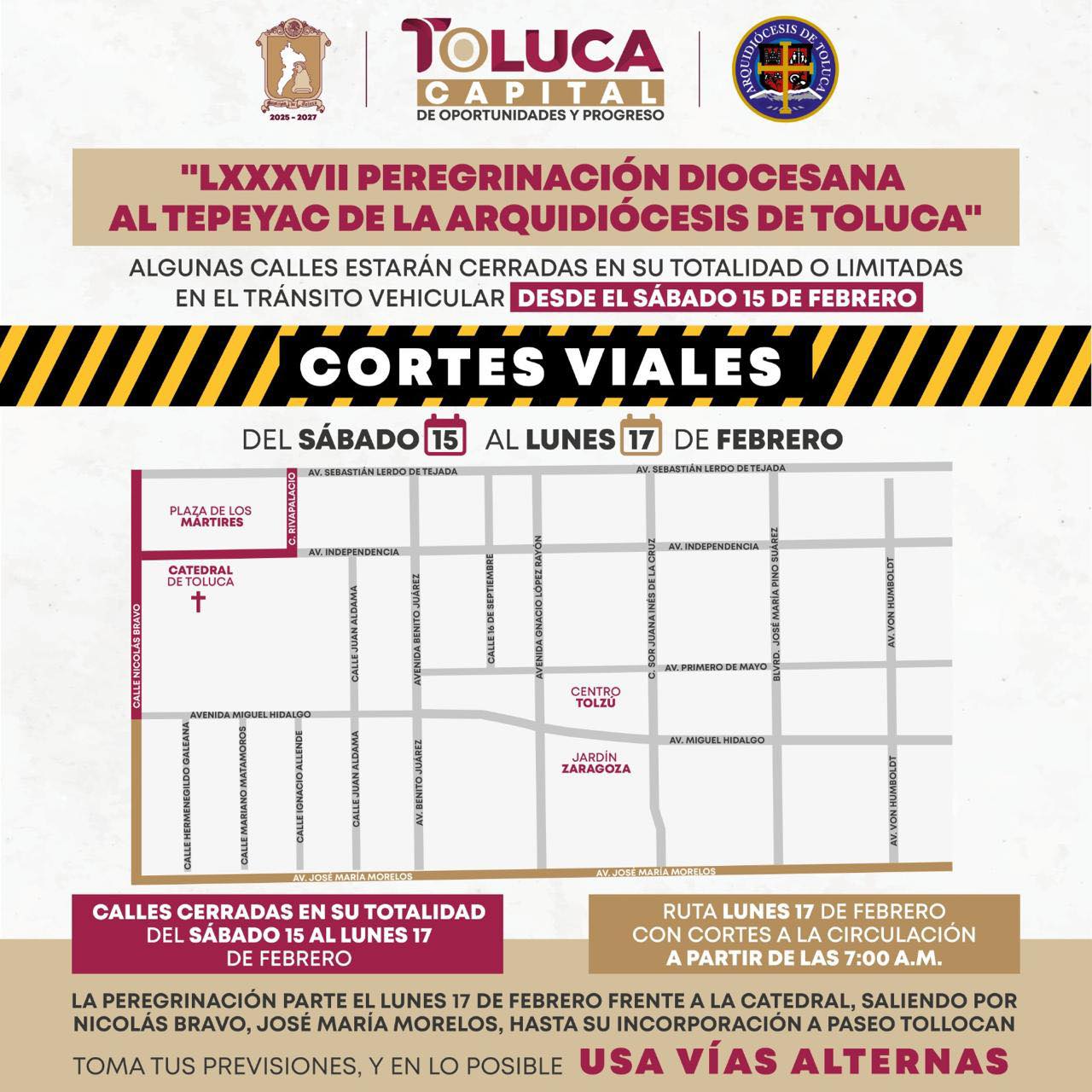 Cierres viales en Toluca / Foto Especial
