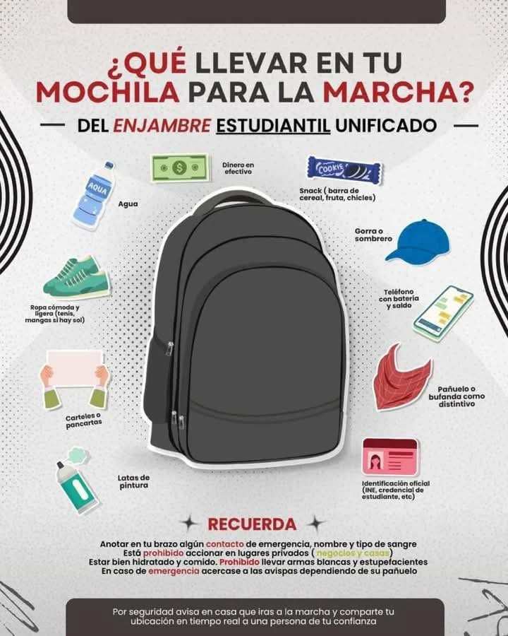 El Enjambre Estudiantil recomienda llevar ropa cómoda, tenia, agua y snacks / Foto Especial