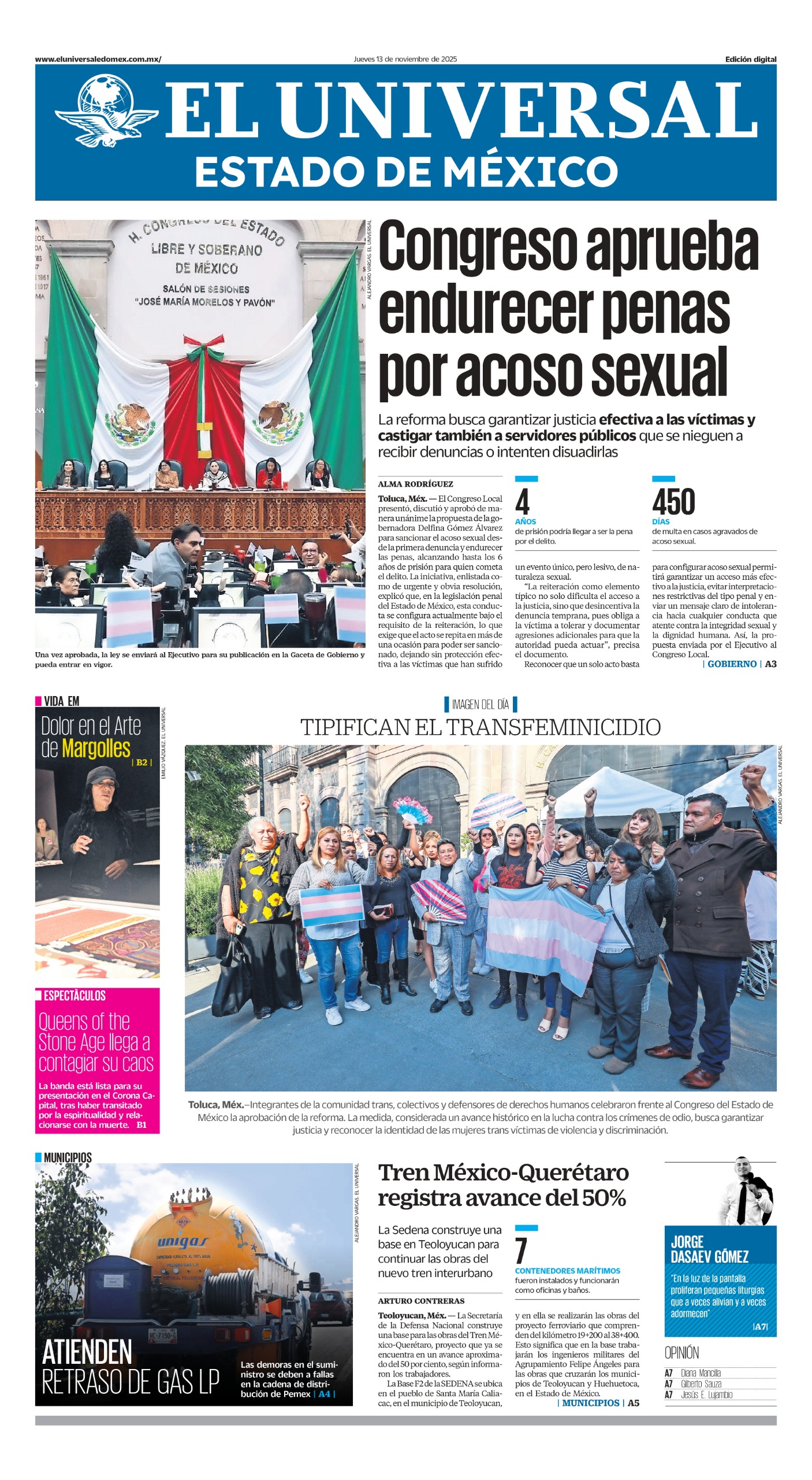 Portada del 13 de noviembre