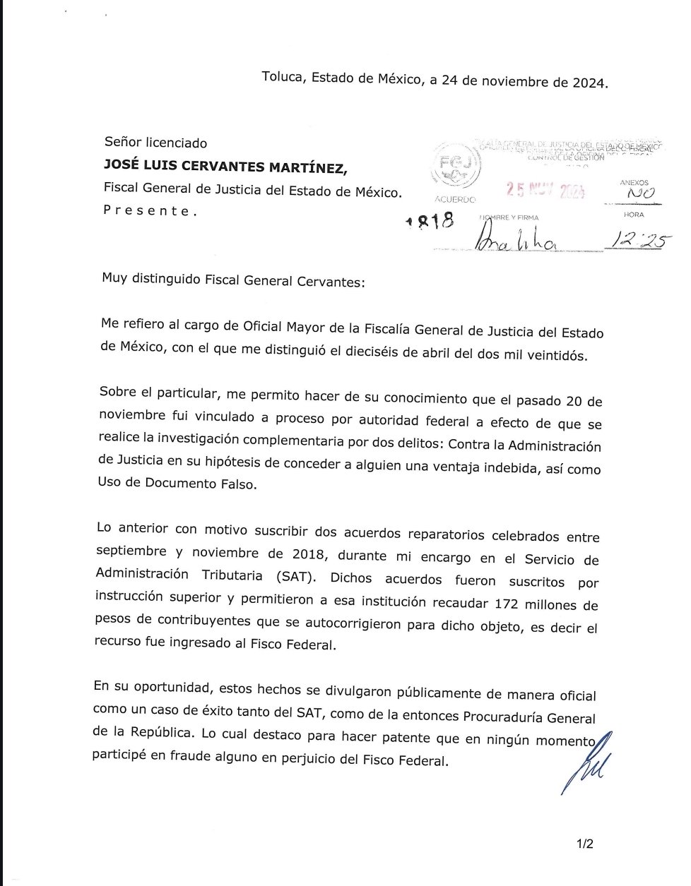 La renuncia se debe a que fue vinculado a proceso por una autoridad federal / Foto Especial