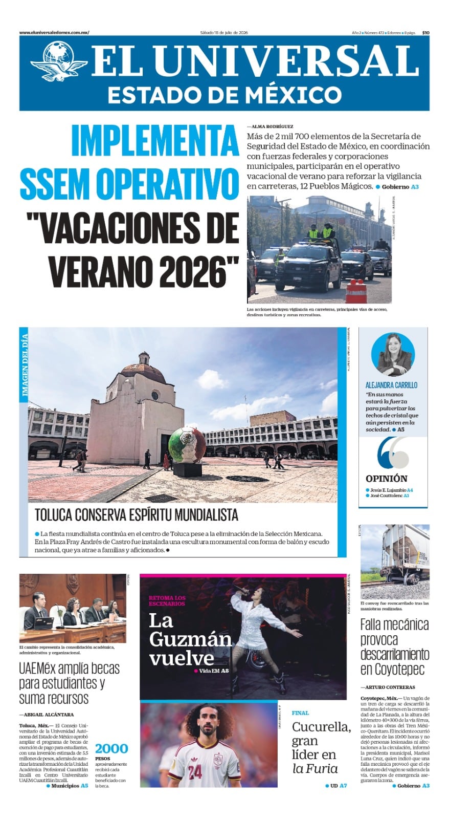 Portada del 18 de julio del 2026