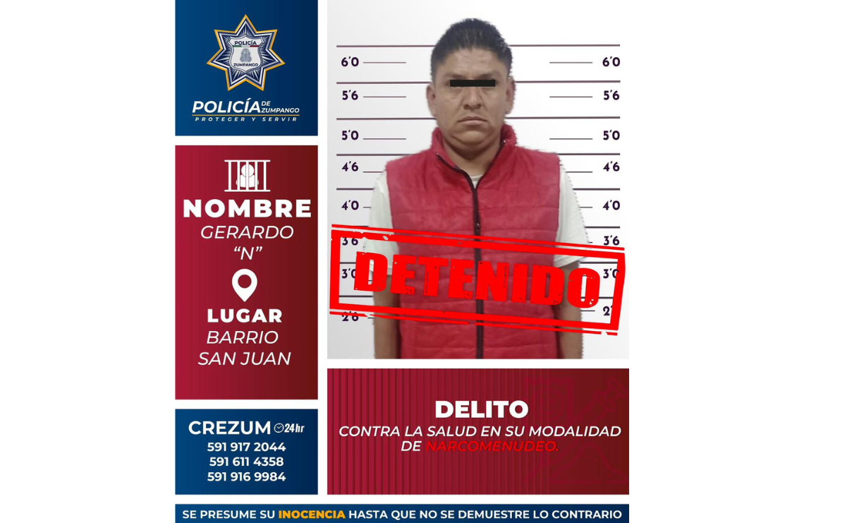 Detienen a Gerardo “N” por Narcomenudeo en Zumpango
