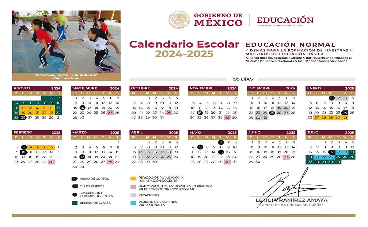 Calendario Escolar del Ciclo Escolar 2024-2025. Foto: Especial