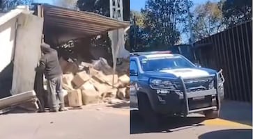 ¡Tráilerazo en la Toluca-Naucalpan! Vuelca pesada unidad y derriba poste