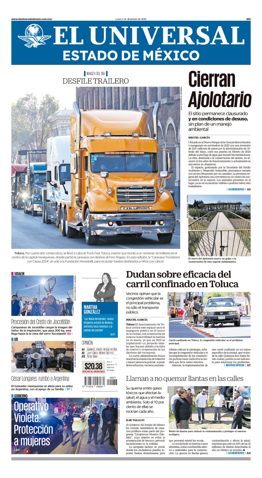 Portada 2 de diciembre del 2024