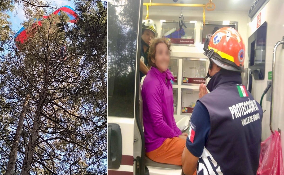 Aventura termina en rescate: Salvan a parapentista atrapada en un árbol en Valle de Bravo