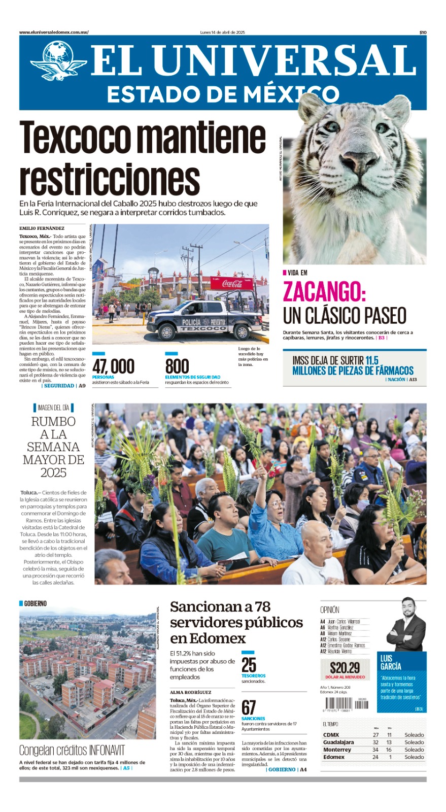 Portada del 15 de abril