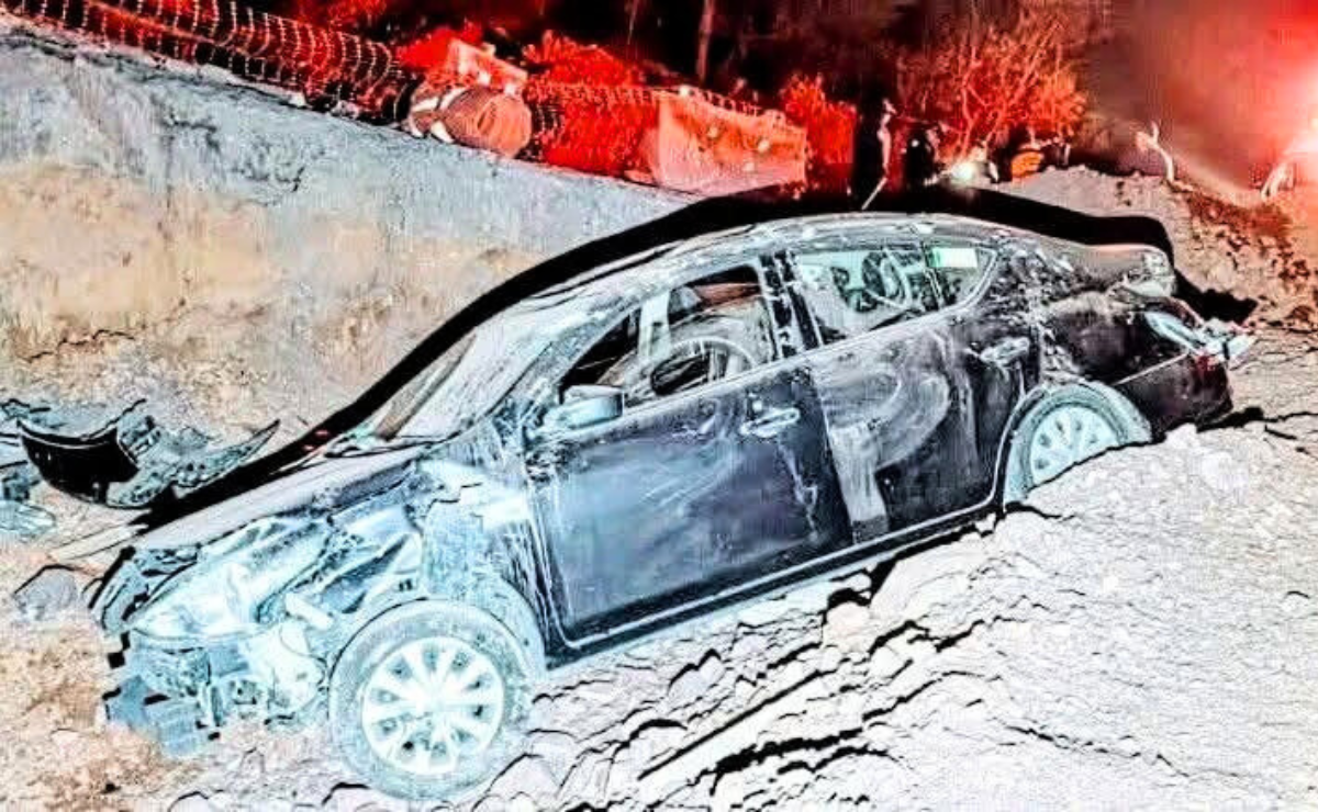 ¡Cuidado con los socavones! Auto se desploma en obra inconclusa de Tenancingo