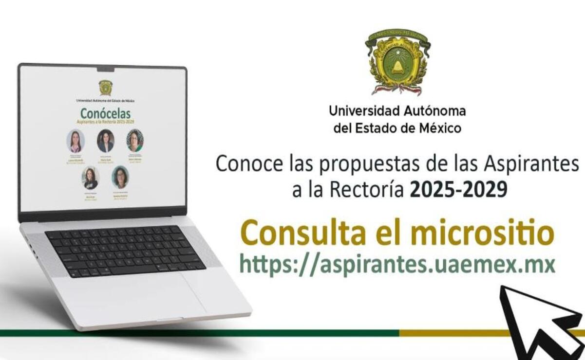 Del 10 al 14 de julio, se habilitará el micrositio: https://aspirantes.uaemex.mx para conocer los perfiles de las aspirantes a la Rectoría de la UAEMéx. Foto: Especial