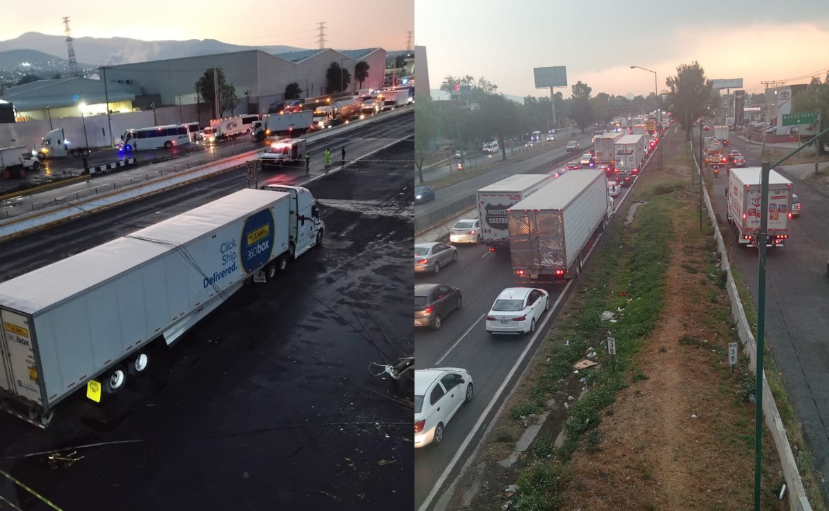 Conductores enfrentan condiciones extremas: La México-Querétaro sufre por una fuerte granizada que reduce la visibilidad y provoca encharcamientos. Foto: Especial