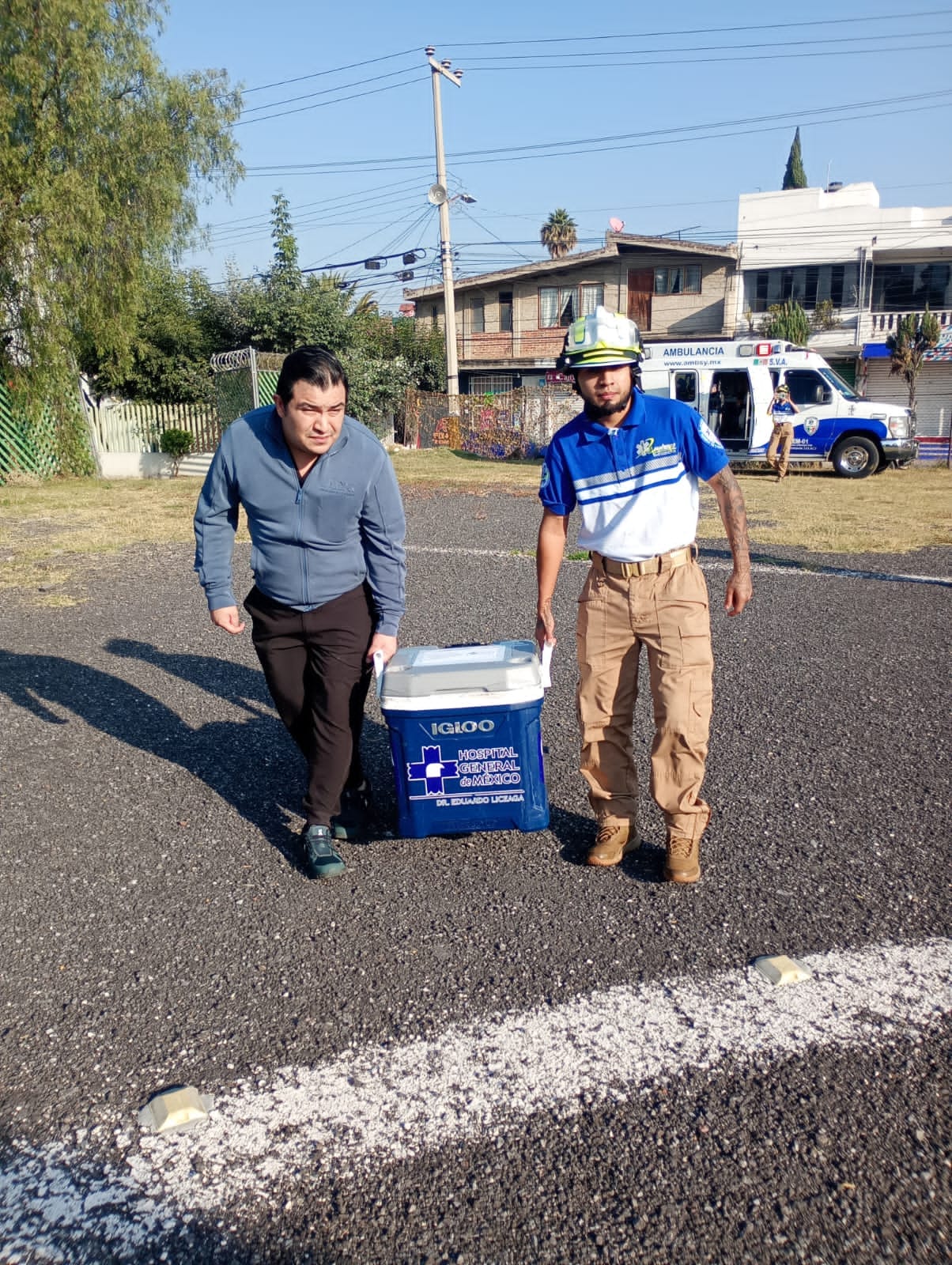 La aeronave aterrizó primero en el helipuerto del Hospital General Guadalupe Victoria, del Instituto de Salud del Estado de México. Foto: especial