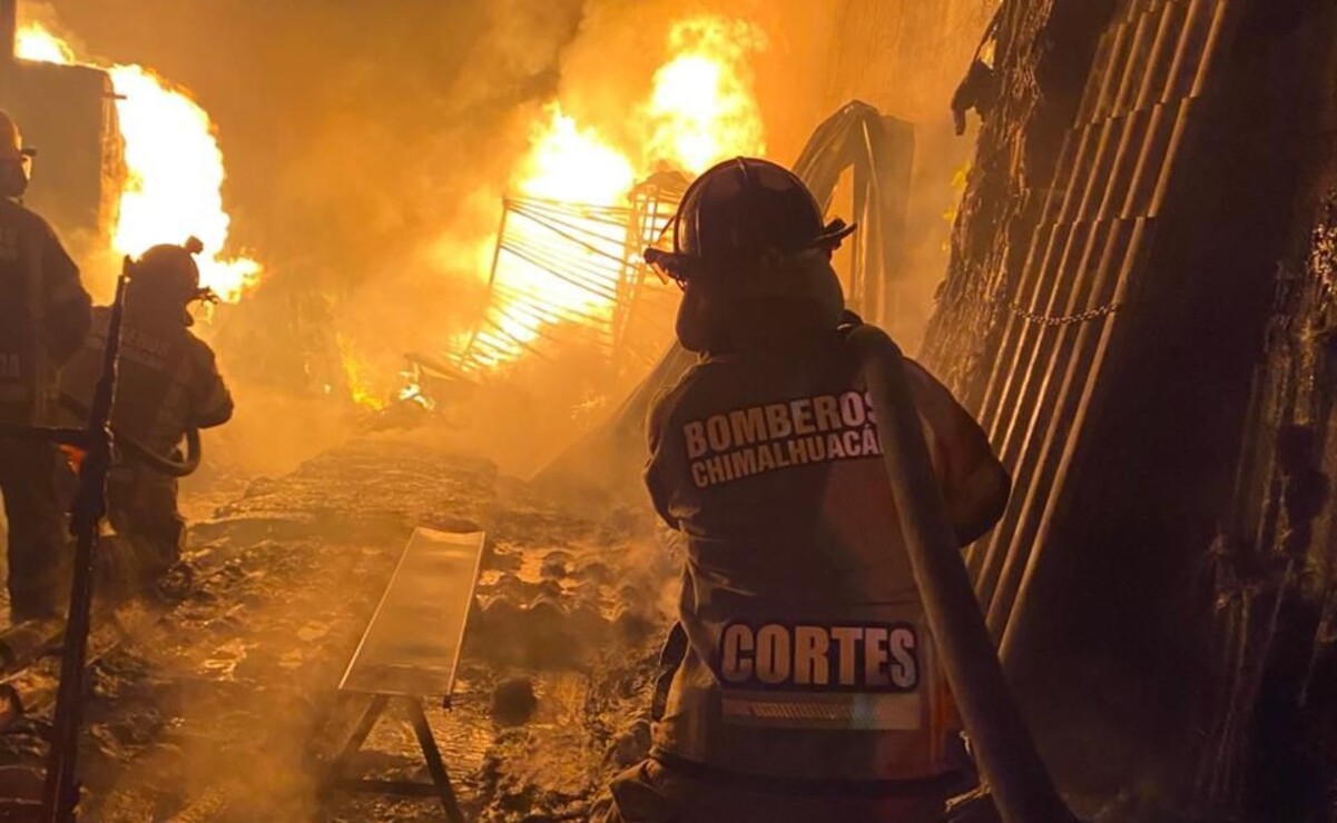 Bomberos de Chimalhuacán rescatan a ocho tortugas de un incendio en un local de artesanías