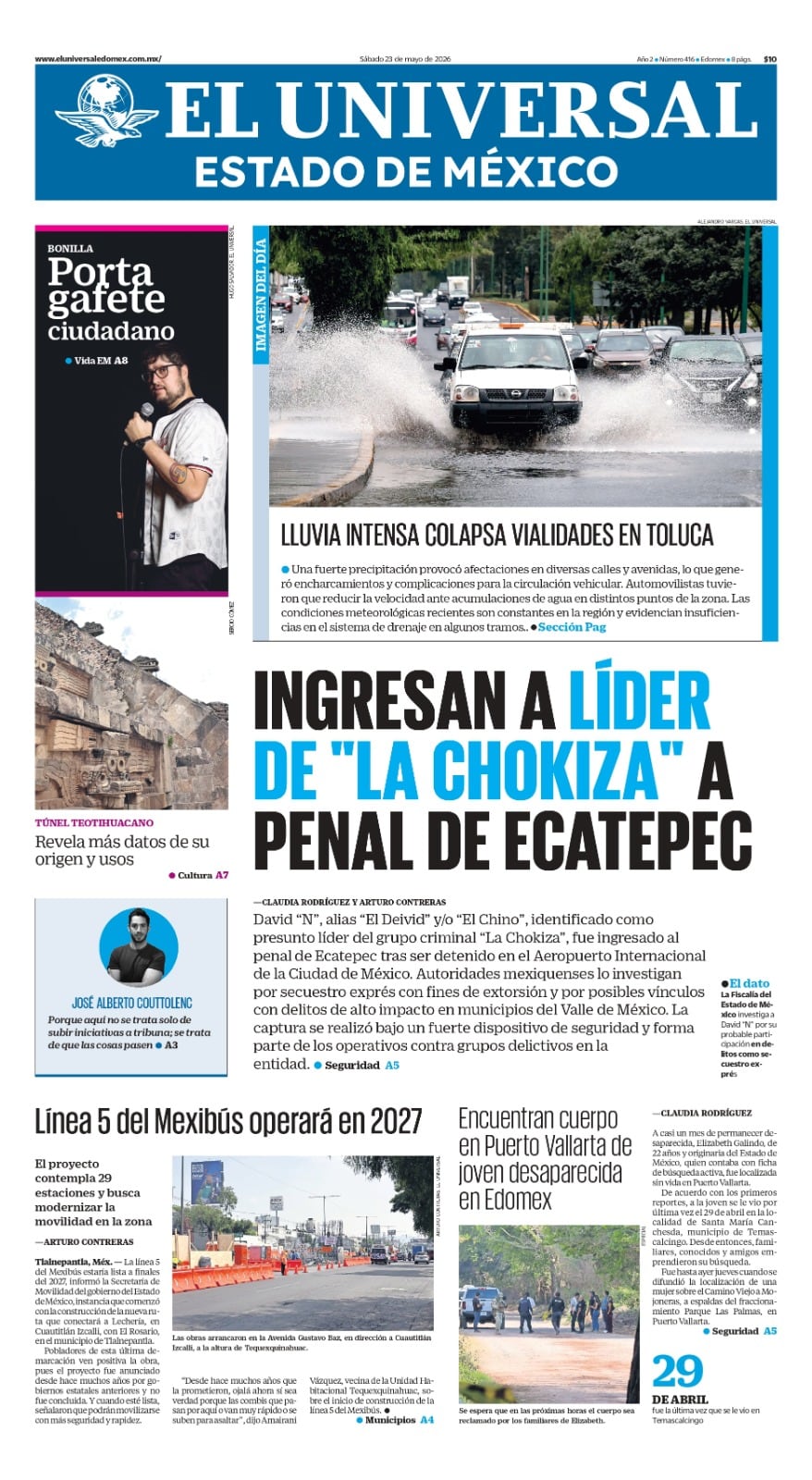 Portada del 23 de mayo de 2026