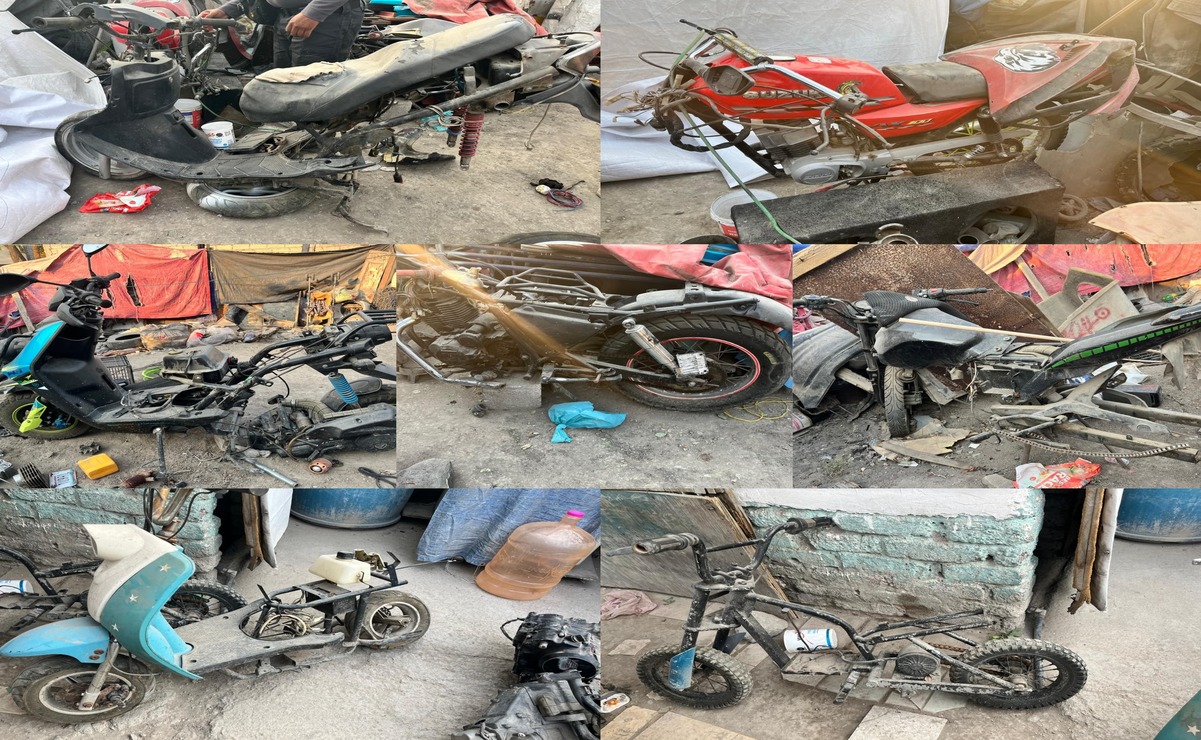 En los predios asegurados en Ecatepec, se han localizado varias motocicletas sin placas y desvalijadas. Foto: Especial