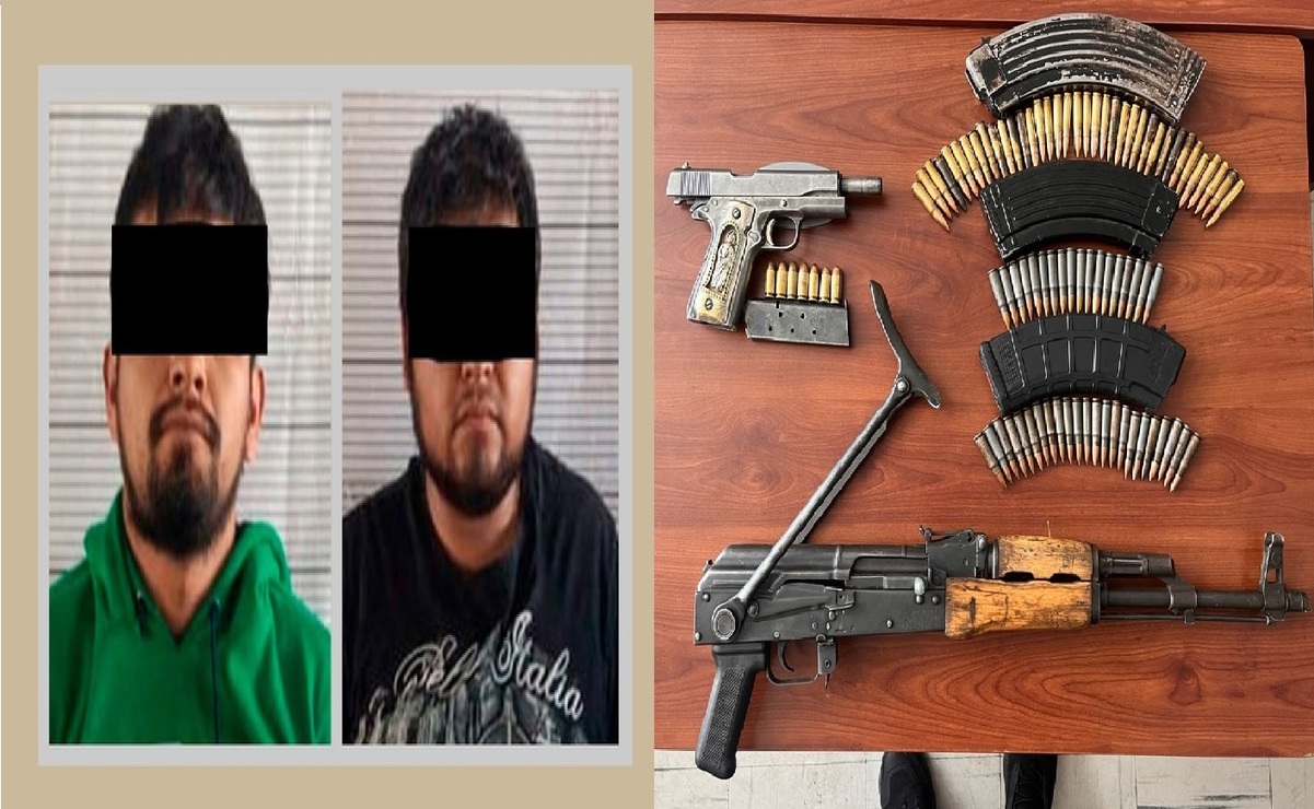 Juan “N” y Juan “N” fueron detenidos por su probable responsabilidad en los delitos contra la salud, portación, tráfico y acopio de armas de fuego. Foto: Especial