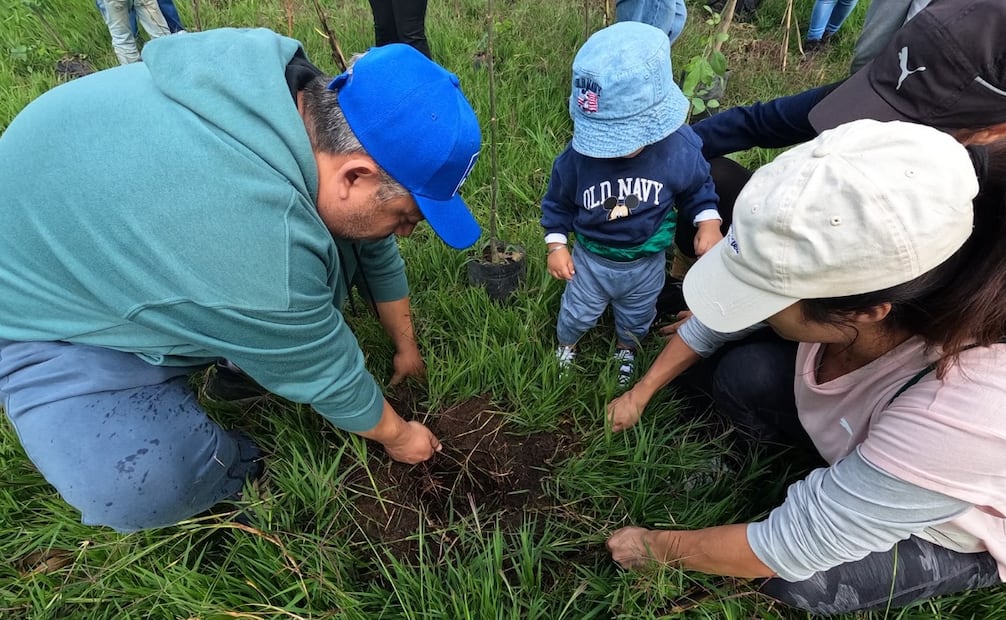 Más de 40 trabajadores de la empresa Makymat se sumaron con entusiasmo a las labores de plantación en Naucalpan. Foto Especial
