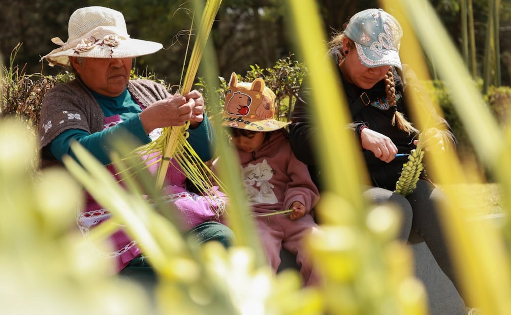 Maestros tejedores de Zumpahuacán preservan técnicas ancestrales para la creación de las cruces que protagonizarán el próximo Domingo de Ramos. Foto Alejandro Vargas / El Universal