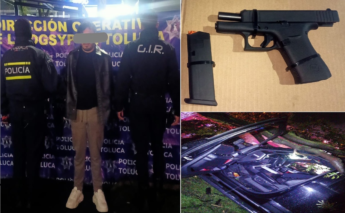 Carlos "N" se le aseguro un arma de fuego, cartuchos útiles y la unidad en la que viajaba, para posteriormente ser puestos a disposición de la autoridad. Foto: Especial