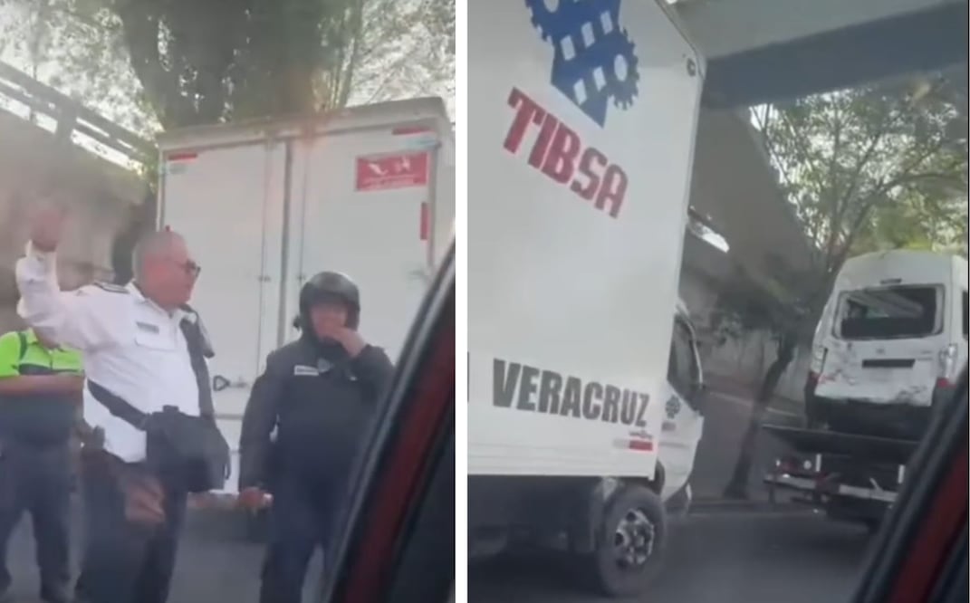 La vagoneta escolar quedó severamente dañada tras el impacto trasero. El camión de carga no logró frenar a tiempo en la Avenida de los Maestros, Tlalnepantla. Foto Especial