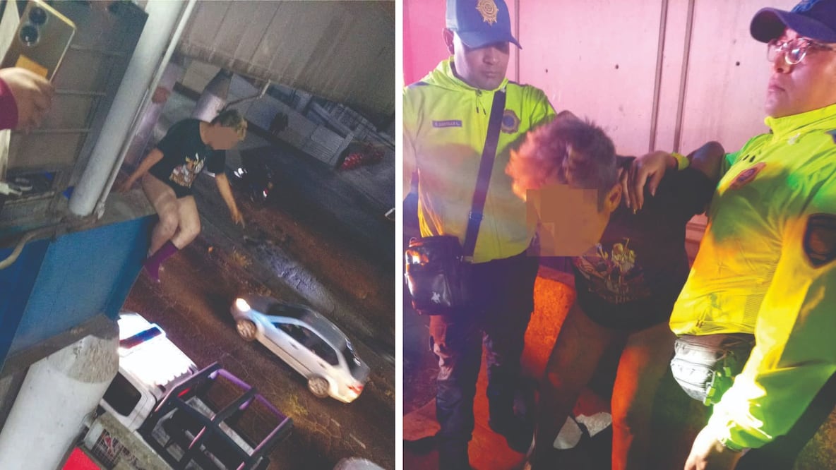 Elementos de Seguridad Ciudadana de Ecatepec establecieron comunicación con el hombre para intentar disuadirlo de su intención inicial. Foto Especial