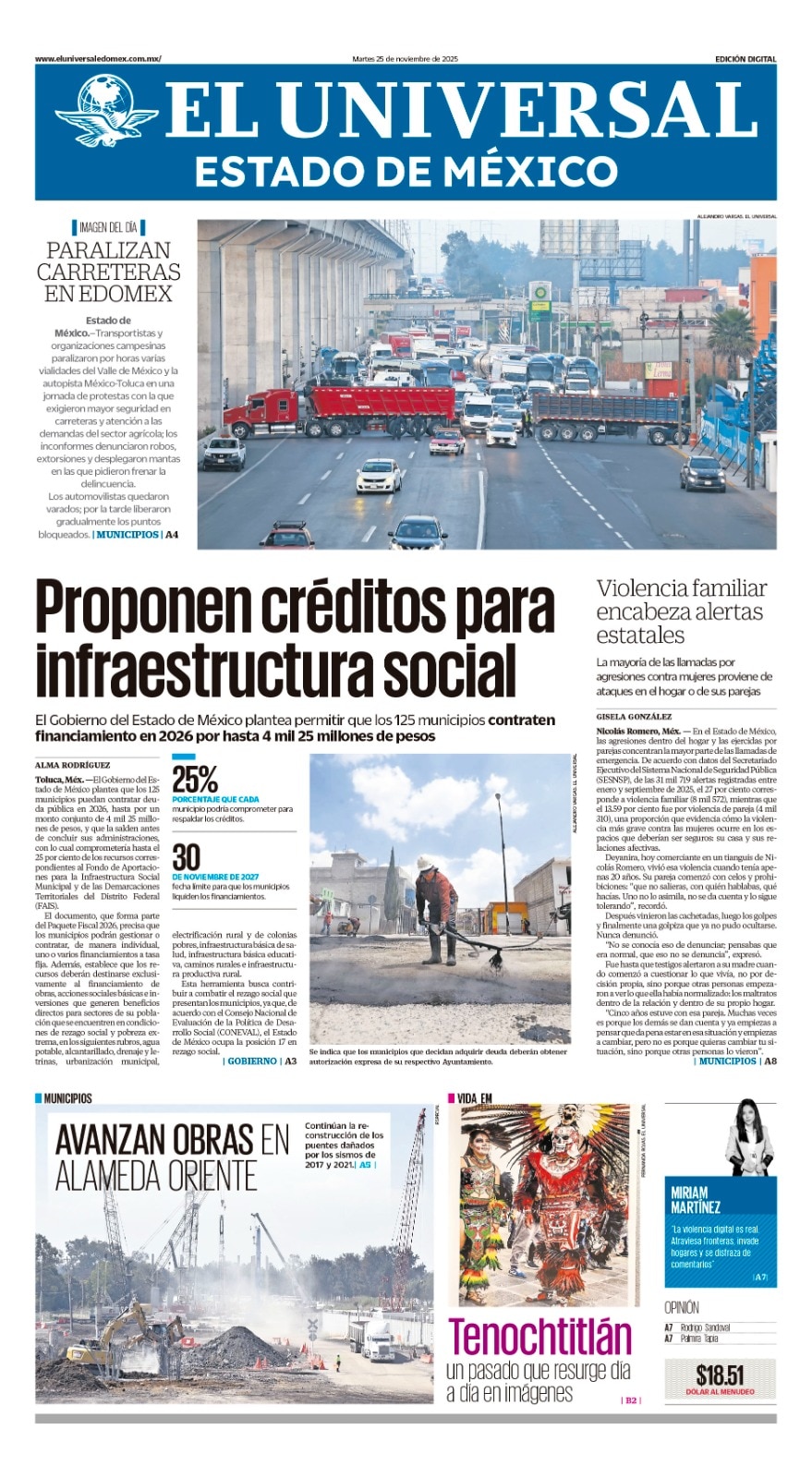 Portada del 25 de noviembre