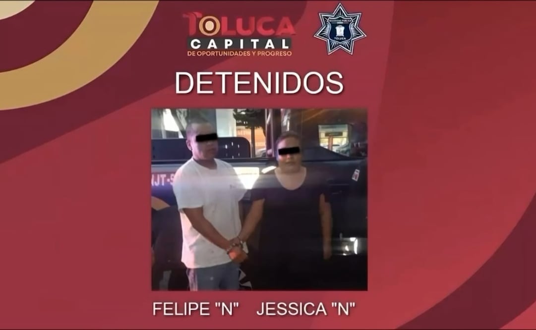 Felipe “N” y Jessica “N”, quienes fueron asegurados y puestas a disposición del Ministerio Público. Foto. Especial