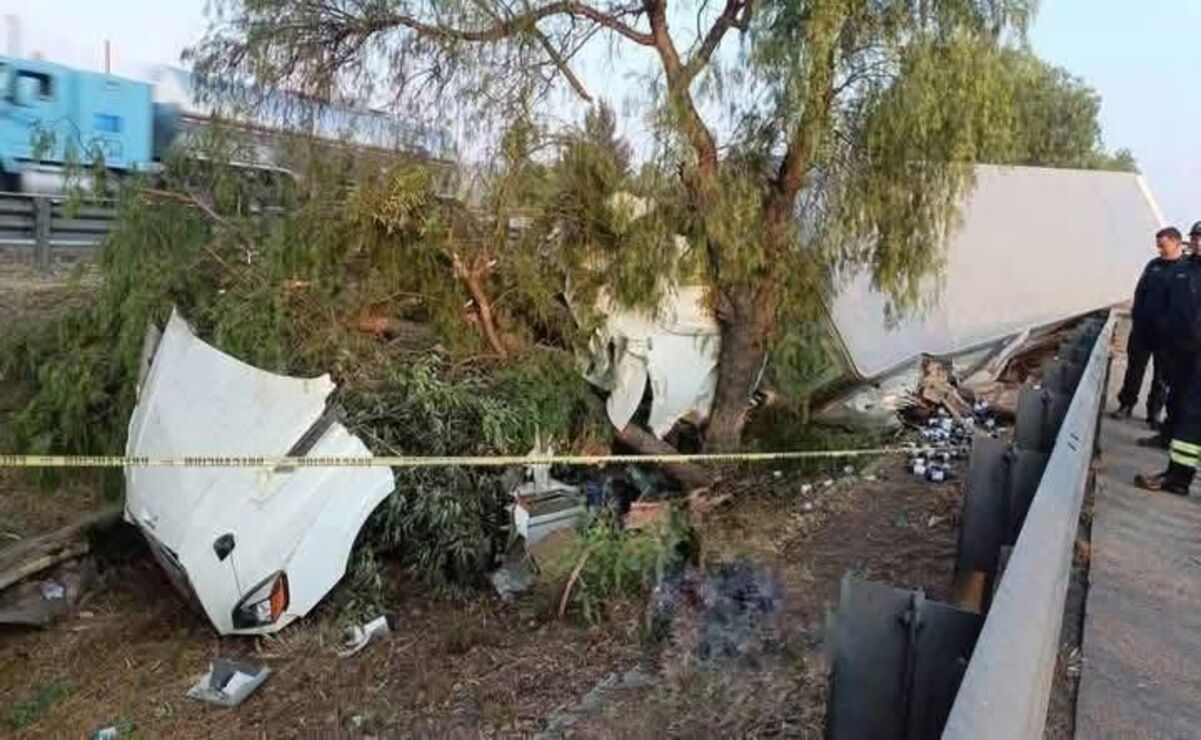 El conductor de tráiler se salió del camino y volcó / Foto Especial