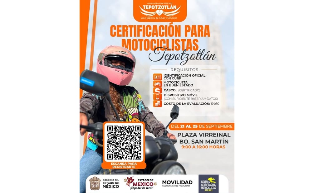 El gobierno municipal de Tepotzotlán exhortó a los motociclistas a participar en la jornada y obtener sus licencias de conducir. Foto especial