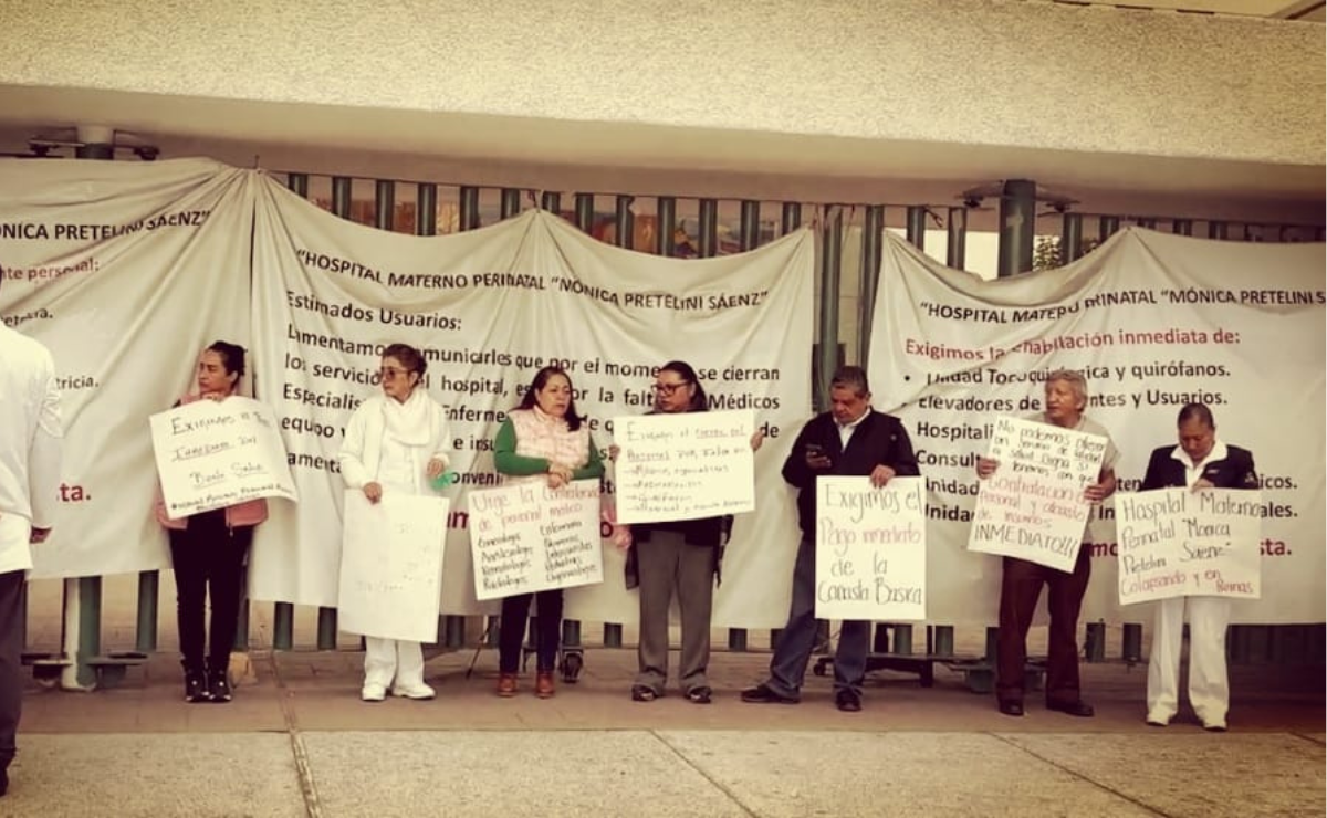 Médicos de Toluca al límite: Protestan frente al Hospital Mónica Pretelini, "está en ruinas". Foto: Especial