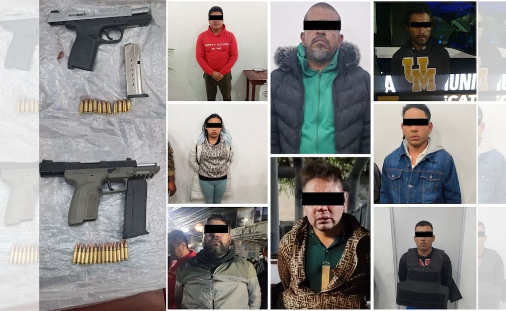 Armas Smith & Wesson y Five Seven incautadas a los sujetos que irrumpieron en la colonia Luis Donaldo Colosio. Foto Especial