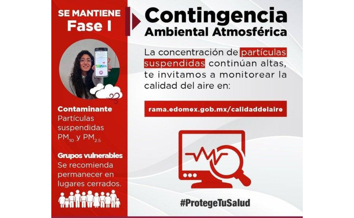 Fase I de Contingencia Ambiental Atmosférica por partículas en las Zonas Metropolitanas del Valle de Toluca Foto: Especial